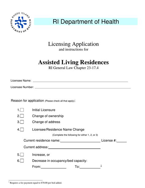 application for assisted living license